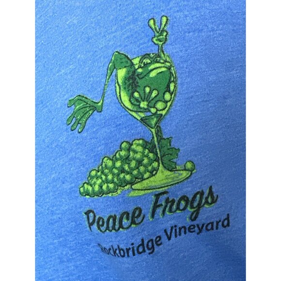 Peace Frogs ROCKBRIDGE VINEYARD Blue Frog in Wine Glass Grapes Pre Shrunk XL - Picture 4 of 6